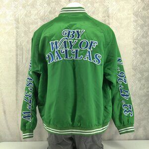 By Way of Dallas Jacket Mens XL Dallas Mavericks Green Satin Bomber Varsity
